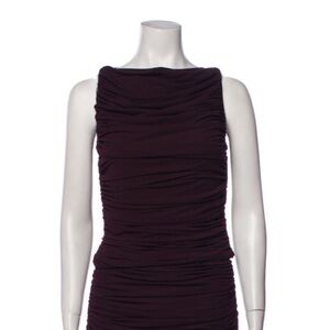 Norma Kamali Maroon Purple Elegant Ruched Sleeveless Tank Draped Sz XS (No Tag)